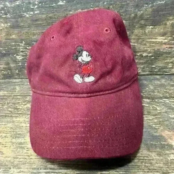 Disney Accessories - Disney Mickey Mouse Maroon Hat Ball cap